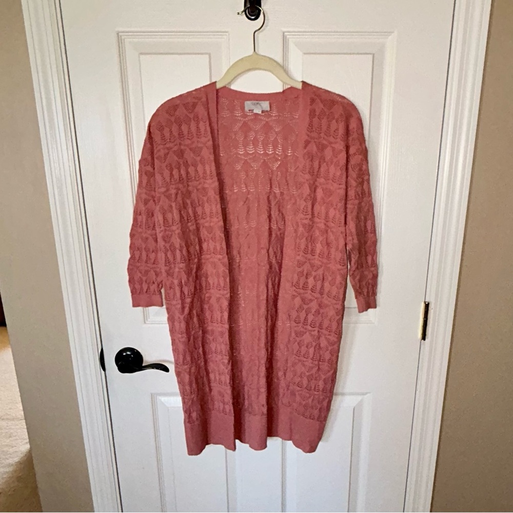 LOFT Coral Open-Front Cardigan